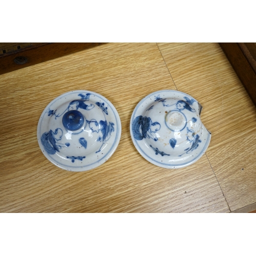 405 - A pair Chinese blue and white street performers baluster vases, circa 1900, 25cm. 25.5cm. Conditio... 