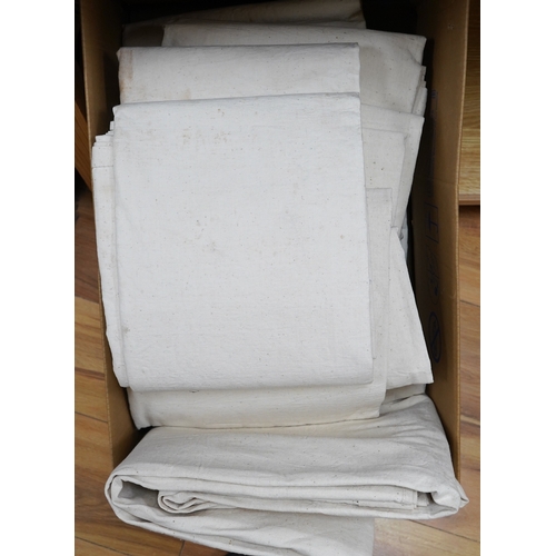 411 - Eight French provincial thick linen sheets. Condition - mostly unused