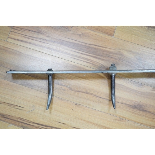 417 - A Brutalist style coat rack, 156cm wide. Condition - fair to good