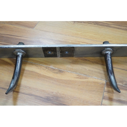 417 - A Brutalist style coat rack, 156cm wide. Condition - fair to good