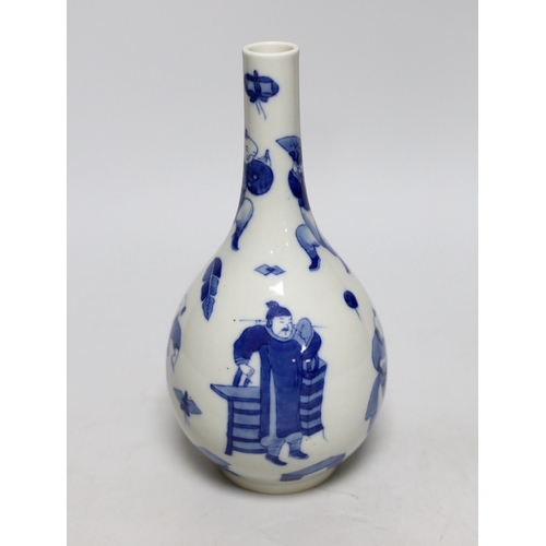 431 - A Chinese blue and white figurative 'boys' vase, 20.5cms high. Condition - good