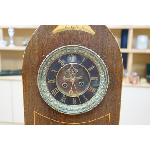 458 - A late 19th century shell inlaid mahogany eight day lancet topped bracket clock, 56cm high. Conditio... 