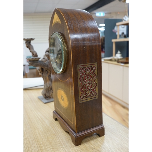 458 - A late 19th century shell inlaid mahogany eight day lancet topped bracket clock, 56cm high. Conditio... 