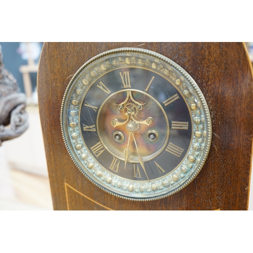 458 - A late 19th century shell inlaid mahogany eight day lancet topped bracket clock, 56cm high. Conditio... 