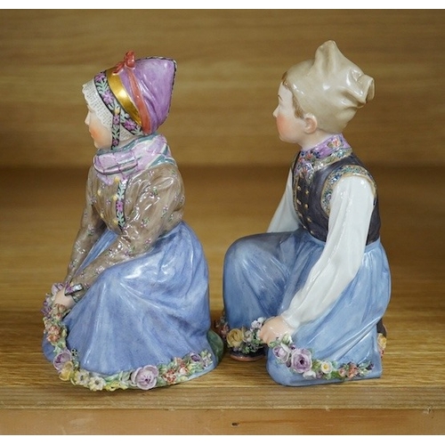 471 - Two Royal Copenhagen figures of girls wearing national costume, Amager boy, model 12414 and Fano gir... 