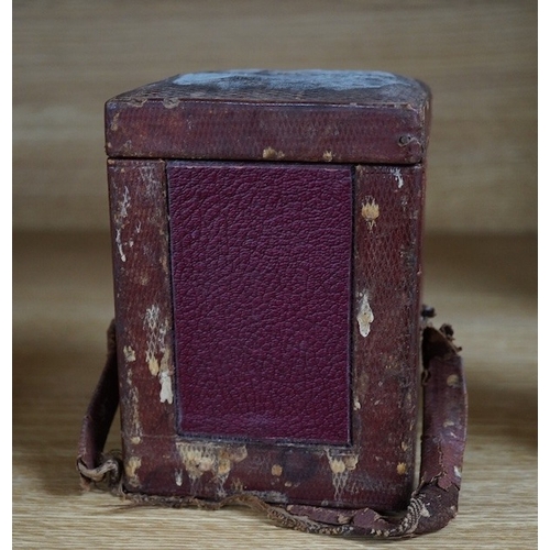 472 - A cased carriage timepiece, P. Orr and Sons, Madras, timepiece 11.5 cm high. Condition- poor to fair... 