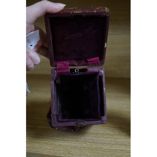 472 - A cased carriage timepiece, P. Orr and Sons, Madras, timepiece 11.5 cm high. Condition- poor to fair... 