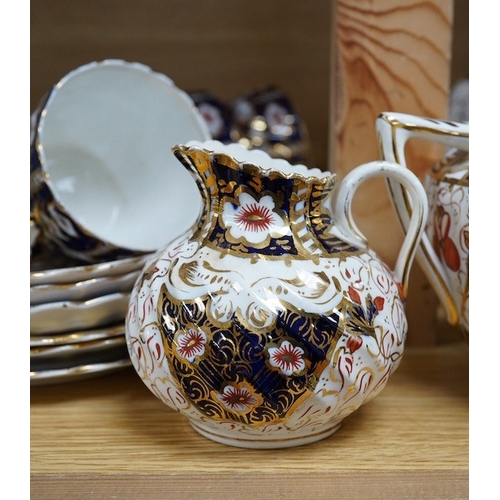 480 - A pair of Victorian bone china figural dishes, an Imari pattern teaset, together with other wares. C... 