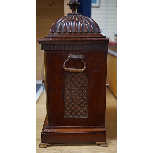 482 - An early 20th century mantel clock, the dial inscribed J W Benson Ltd, London, with pendulum and key... 