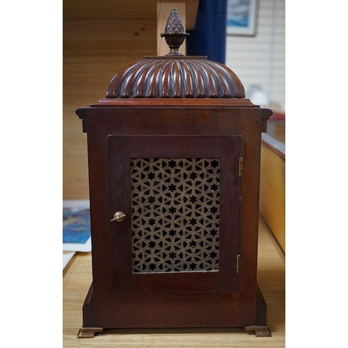 482 - An early 20th century mantel clock, the dial inscribed J W Benson Ltd, London, with pendulum and key... 