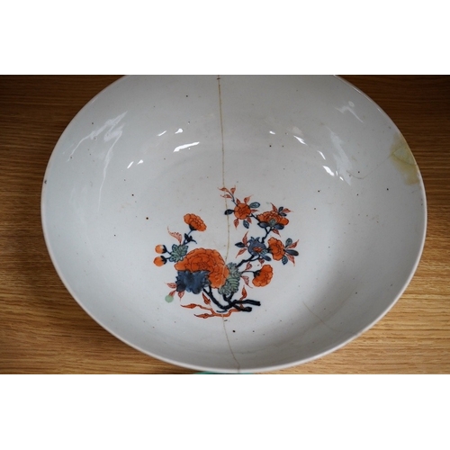 488 - Chinese porcelain to include a famille noire dish and Imari bowl together with an 18th century Engli... 