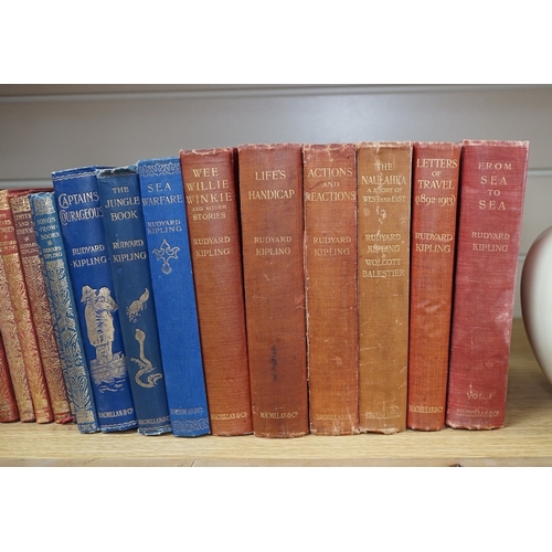 523 - ° ° Rudyard Kipling - a collection of works, mostly Macmillan Pocket Kipling in gilt red calf.... 