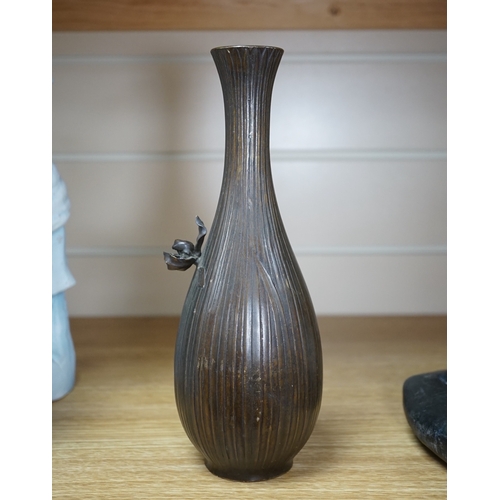 531 - A Japanese bronze 'Iris vase, 24cm high. Condition - some marks to body of vase