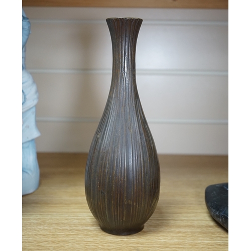 531 - A Japanese bronze 'Iris vase, 24cm high. Condition - some marks to body of vase