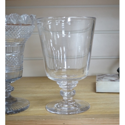 540 - A Regency cut glass vase and a near pair of celery vases, largest 21cm high. Condition - good