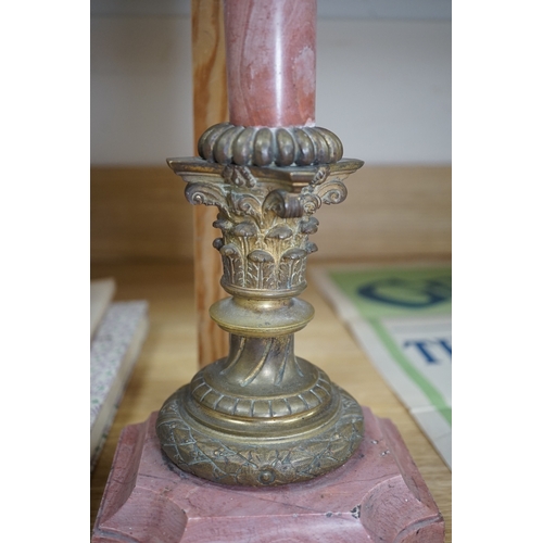 549 - A Corinthian column rouge marble and bronze lamp base, 53cm high overall. Condition - fair