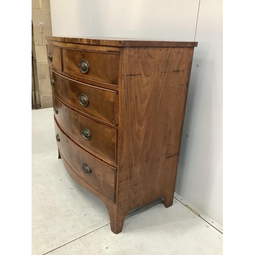 56 - A Regency mahogany bow front chest, width 104cm, depth 52cm, height 101cm. Condition - fair