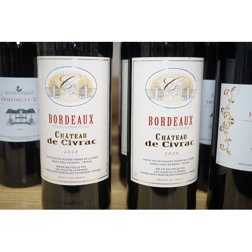 569 - Eight bottles of Bordeaux Chateaux de Civrac and five bottles of Bordeaux Les Chais de Magellan. Con... 