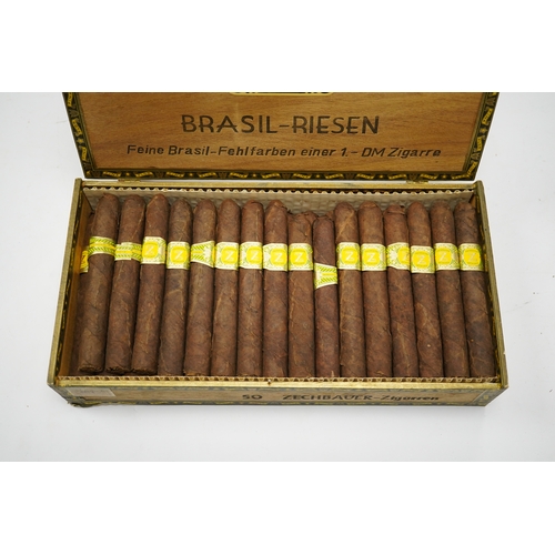 591 - Cased cigars: Max Zechbauer Brasil-Riesen, full set of 50. Condition - box opened, storage unknown... 