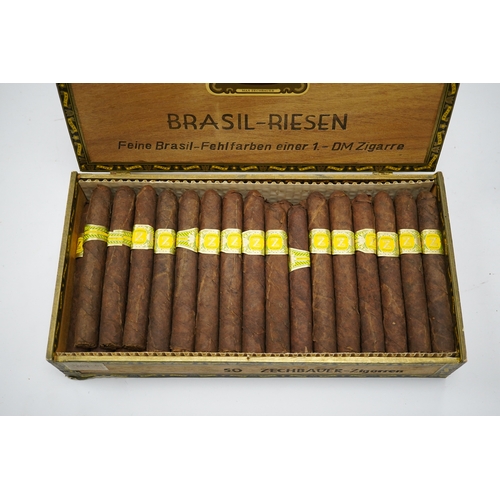 591 - Cased cigars: Max Zechbauer Brasil-Riesen, full set of 50. Condition - box opened, storage unknown... 