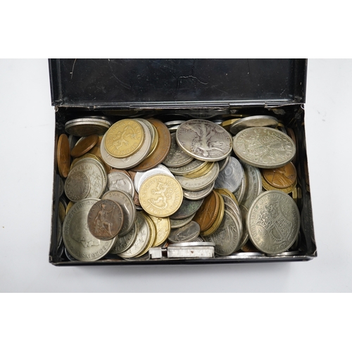 596 - A collection of British and foreign coins, mostly 20th century. Condition - poor to fair