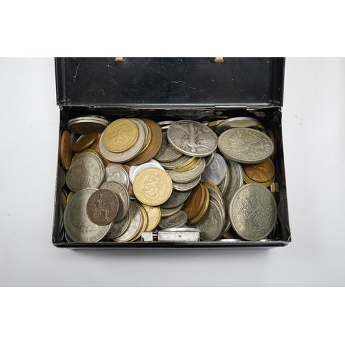 596 - A collection of British and foreign coins, mostly 20th century. Condition - poor to fair