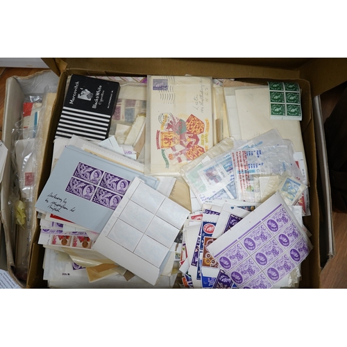 601 - A large quantity of mint stamps, booklets, autograph albums, a sketch book, photos, etc. (2 boxes).... 