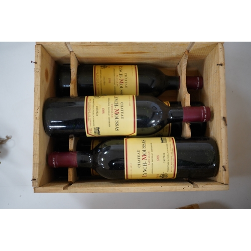 611 - Five bottles of Chateau Lynch Moussas 1988 Pauillac OWC. Condition - storage unknown