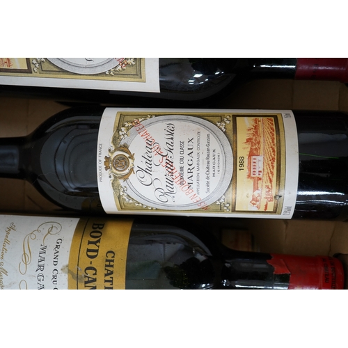 619 - Six bottles of French red wine to include Chateau Cantenac Brown 1989 and Chateau Boyd-Cantenac 1985... 