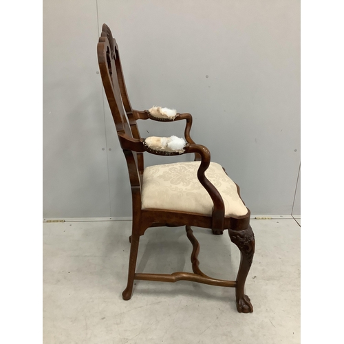 65 - A set of eight Queen Anne revival walnut dining chairs, two with arms. Condition - fair