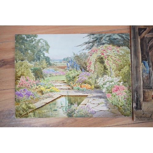 714 - Teresa Stannard (1898-1947), two watercolours,The Old Barn and The Garden Pond, each signed, largest... 