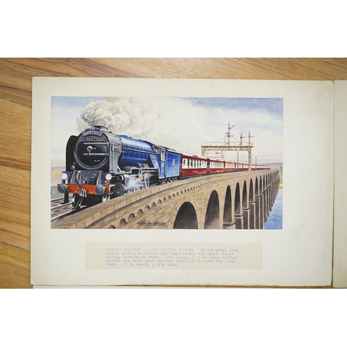 717 - Alan Anderson, four original watercolours for postcards, Vintage Steam Trains, A1 class Queen of Sc... 