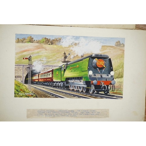 717 - Alan Anderson, four original watercolours for postcards, Vintage Steam Trains, A1 class Queen of Sc... 