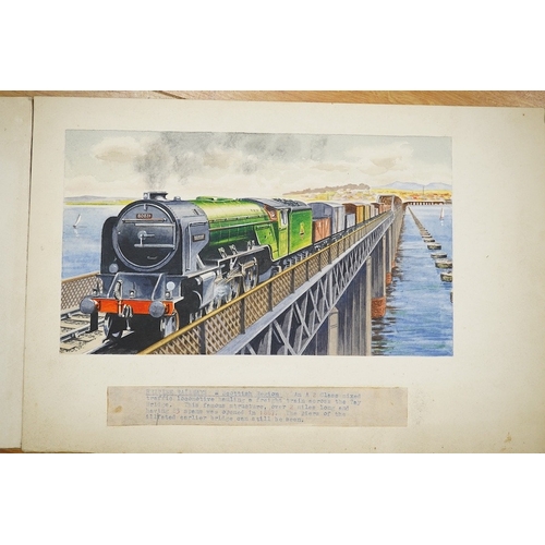 717 - Alan Anderson, four original watercolours for postcards, Vintage Steam Trains, A1 class Queen of Sc... 