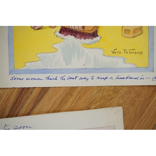 718 - Reg Maurice (Aka. Vera Paterson), four original gouaches on card for postcards, humorous children to... 