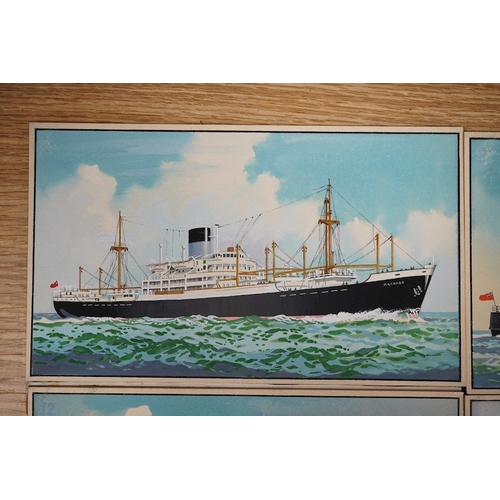 719 - Harry Hudson Rodmell (1896-1984), six original gouaches on card for postcard designs, Merchant Shipp... 