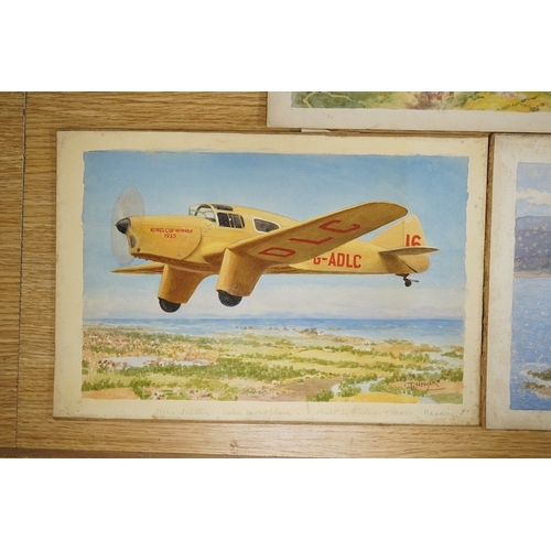 720 - Charles Thomas Howard (1865-1942), three original watercolours for postcards, Vintage Aircraft compr... 