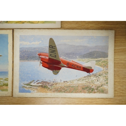 720 - Charles Thomas Howard (1865-1942), three original watercolours for postcards, Vintage Aircraft compr... 