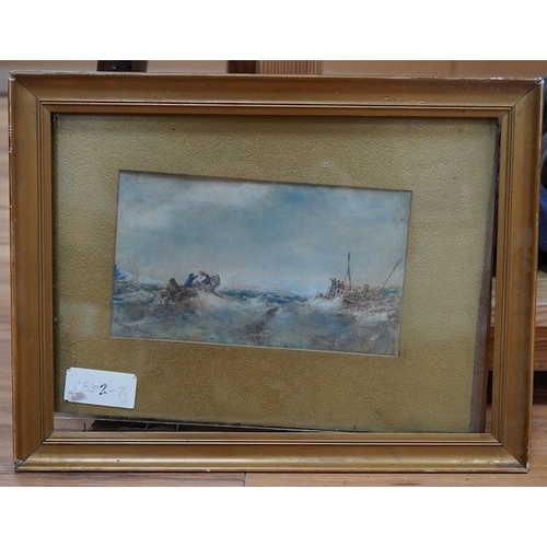 726 - Edwin Hayes (1820-1904), watercolour, Fishing boat leaving the harbour, signed in pencil, 12 x 21cm.... 