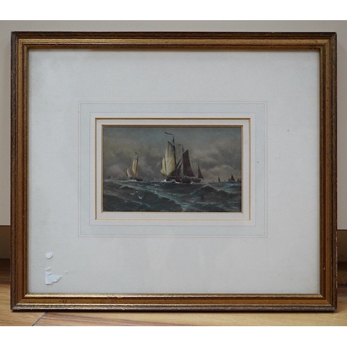 730 - Charles Frederick Allbon (1856-1926), watercolour, Fishing boats at sea, signed, 8 x 13cm. Condition... 