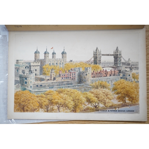 742 - Alfred Robert Quinton (1853-1934), four original watercolours for postcards, London and Windsor view... 