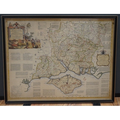 761 - Thomas Kitchen (1718-1784), hand coloured engraved map 'A New Improved Map of Hampshire', 54 x 70cm.... 