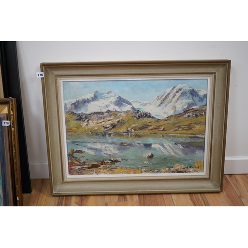 775 - E. Rosset, French impressionist oil on canvas, Swiss Alps, signed, 45 x 65cm. Condition - good... 