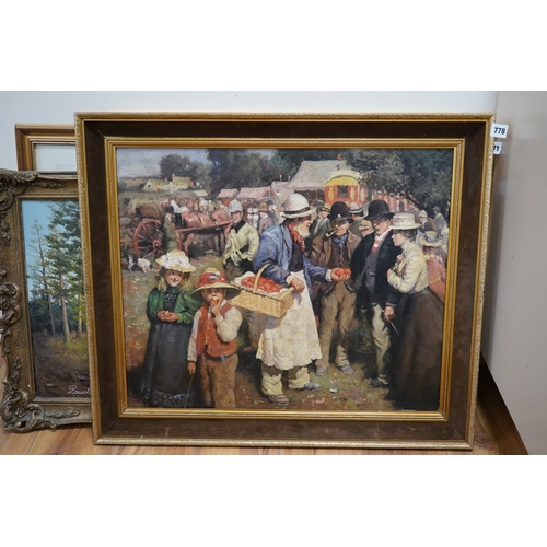 778 - A decorative Impressionist oil on board, market scene, 50 x 60cm. Condition - good