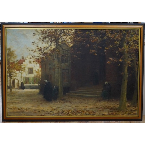 781 - Frank Spenlove-Spenlove (Scottish, 1864-1933), oil on canvas, Dutch Street scene with figures, signe... 