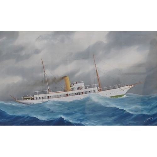 790 - Luca Papaluca (Italian, 1890-1934), pair of maritime gouaches, 'Lucinda', each signed, 31 x 50cm. Co... 