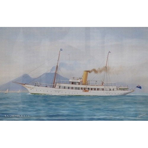 790 - Luca Papaluca (Italian, 1890-1934), pair of maritime gouaches, 'Lucinda', each signed, 31 x 50cm. Co... 