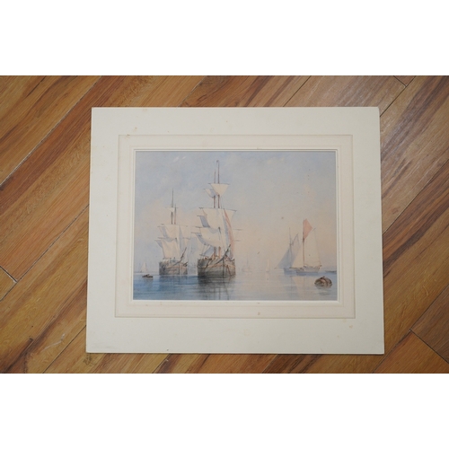 792 - Alfred Herbert (1818-1861), maritime watercolour, Ships at sea, unsigned, inscribed in pencil verso,... 