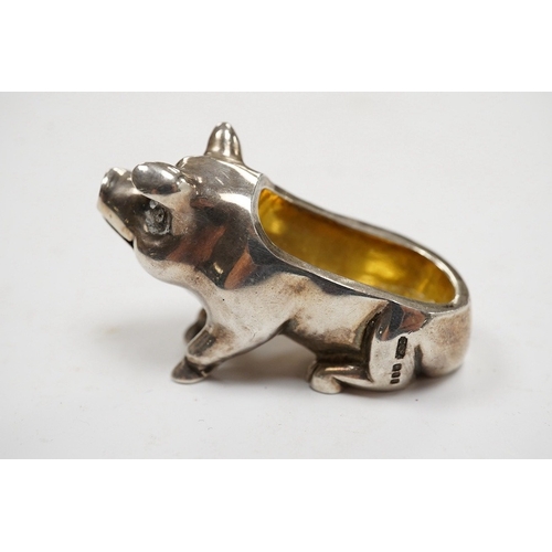 834 - A modern silver pig condiment,? Chamberlain Clarke Partnership, London, 1998, 46mm, 54 grams, Condit... 