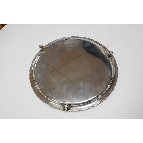 845 - An Edwardian silver salver, by R & W Sorley, London, 1905, 25.3cm, 19.3oz. Condition - fair to good... 